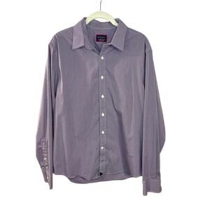 UNTUCKit Size M Shirt Purple Gingham Check Button Up Long Sleeve Purple Stretch